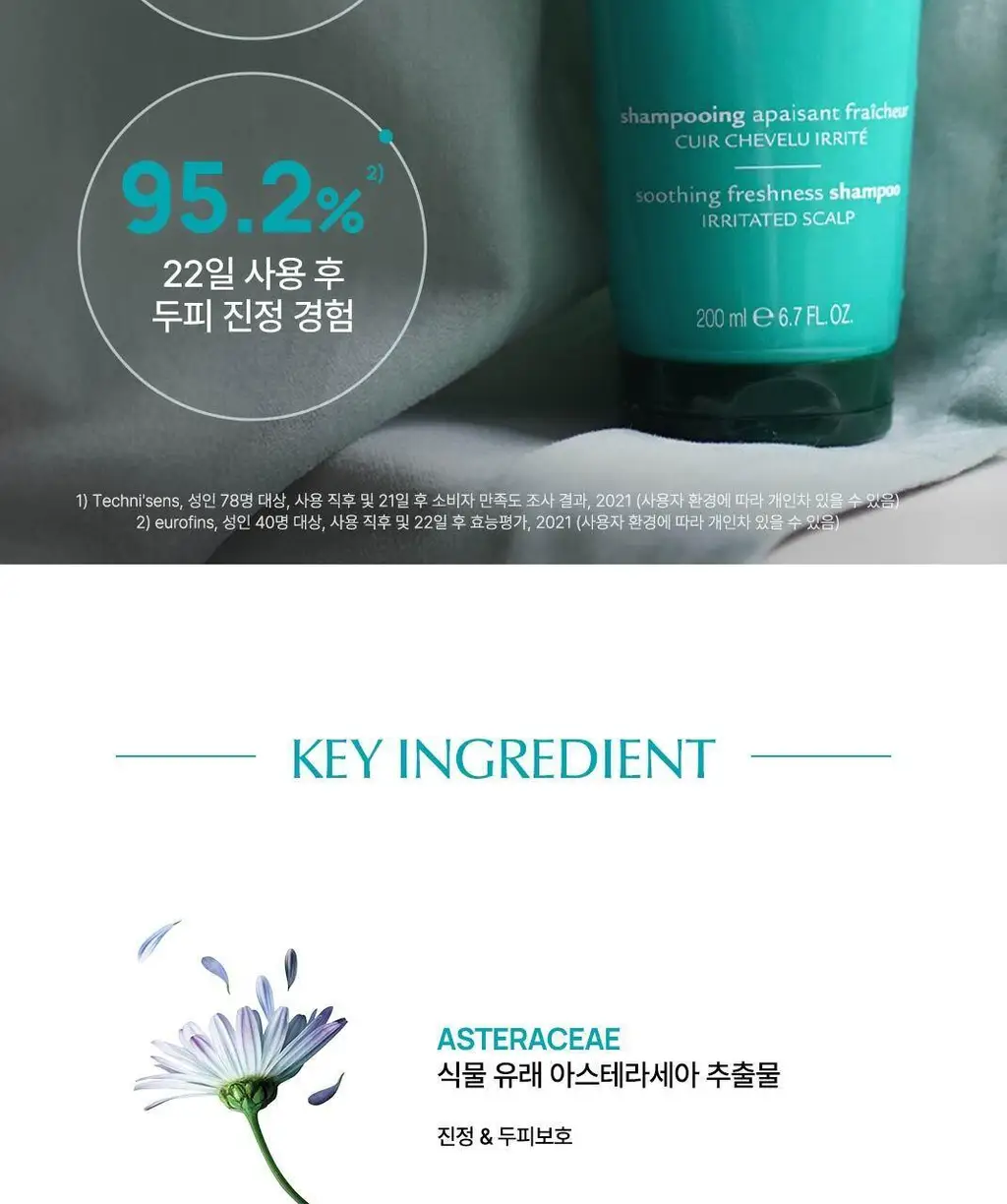 [두피 진정 케어] 르네휘테르 아스테라 프레쉬 진정&쿨링 샴푸 250ml 상세페이지 9